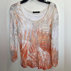 Women’s Cream and Peach Long Sleeve Shirt Size L